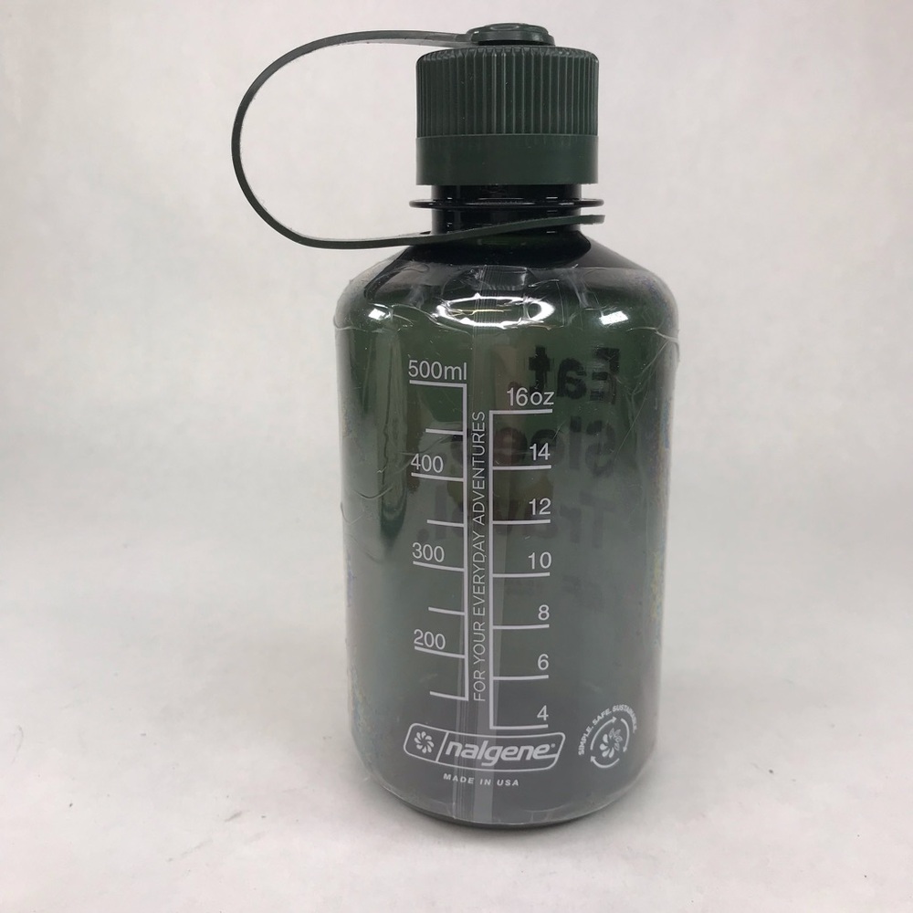 Nalgene 16oz/500ml Dark Green BPA-Free Water Bottle Eat Sleep Travel New